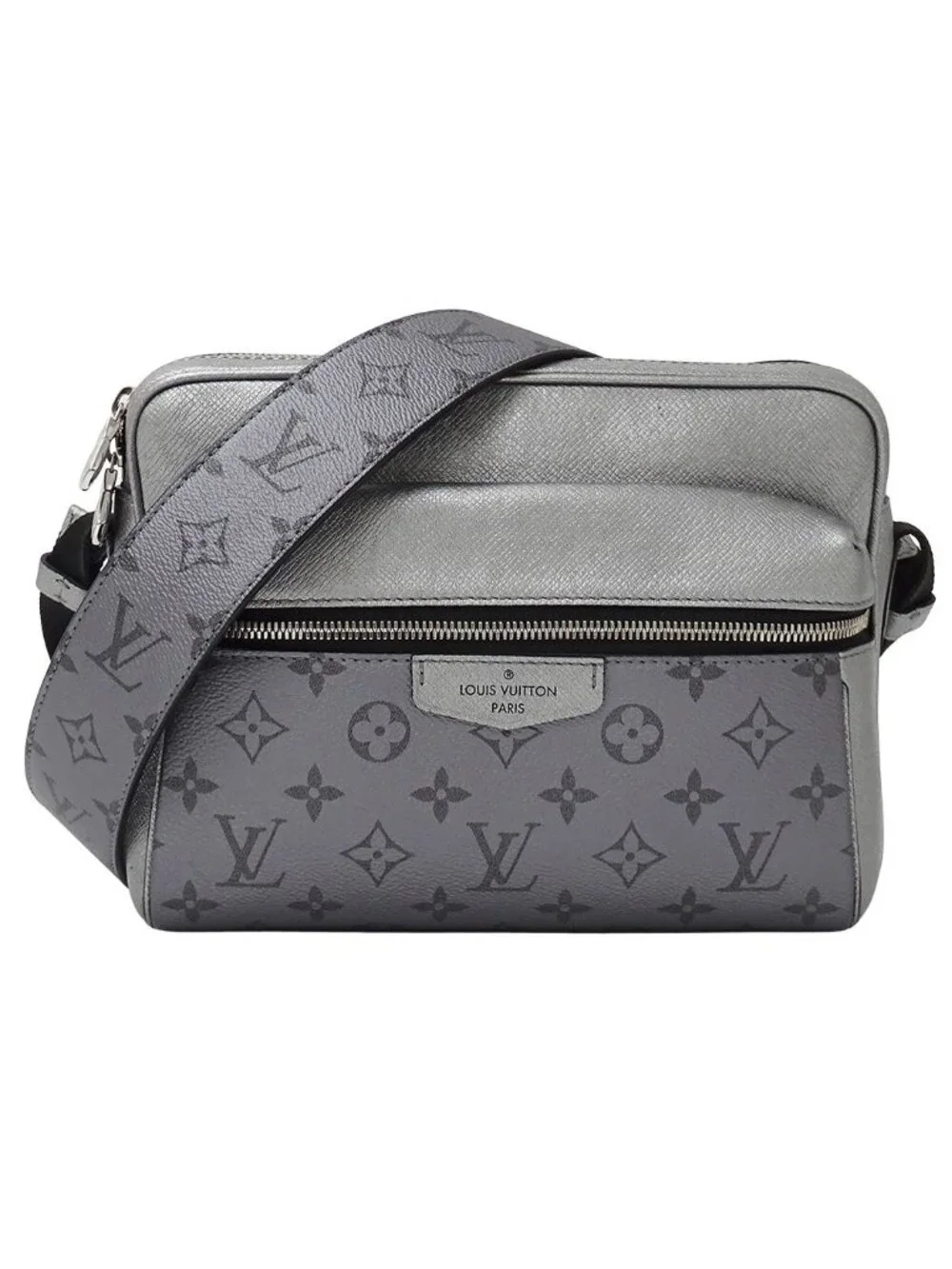 Louis Vuitton Taigarama Shoulder Bag Outdoor Messenger Gunmetal Silver Gray